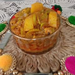A picture of Padwal(snake gourd) sabji.