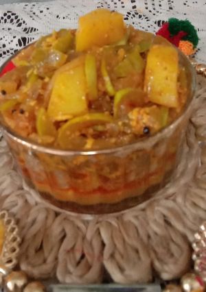 A picture of Padwal(snake gourd) sabji.