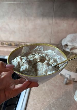 Una foto de Avena en hojuela con plátano y crema de almendras