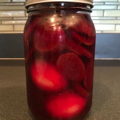 A picture of Pickled Eggs and Beets.