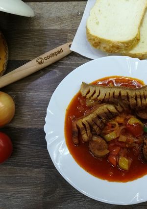 Lecsó füstölt kolbásszal-fehér szalonnával recept fotója