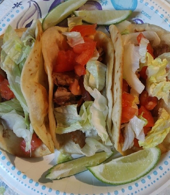 A picture of Twice Cooked Pork Roast Fried Tacos.