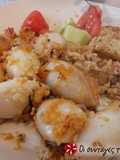 Calamari stuffed with cracked wheat and vegetables