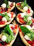 Bruschettas de Musarella de Búfala e Molho Pesto alla Marco