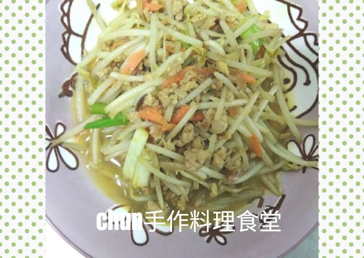 咖喱肉末炒豆芽