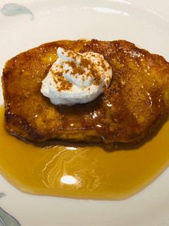A picture of French Toast Spiced Rum Pound Cake Breakfast.