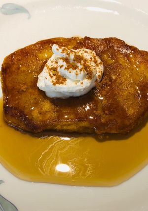A picture of French Toast Spiced Rum Pound Cake Breakfast.