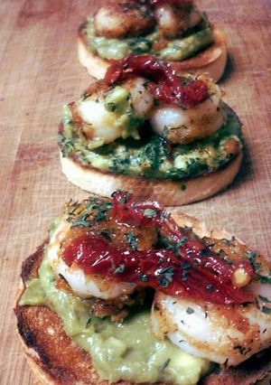 A picture of Fiesta lime Shrimp Crostinni.