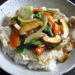 A picture of Fried Fish & Vegetable Rice Bowl.