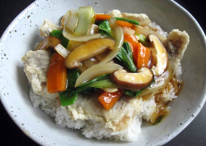 Fried Fish & Vegetable Rice Bowl