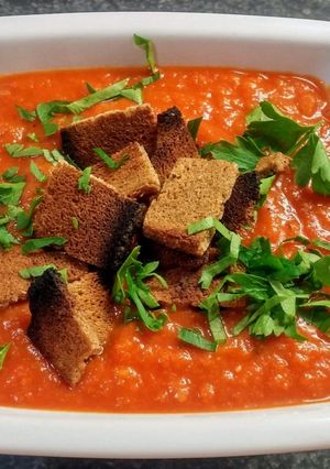 A picture of Tomato Soup with White Beans (Vegan).