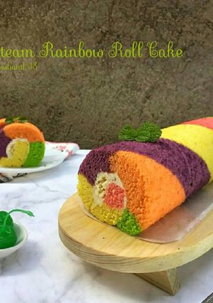 Foto resep Rainbow Roll Cake (kukus)