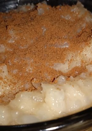 Una foto de Arroz con coco y dulce de leche