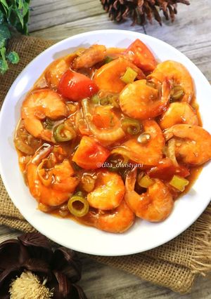 Foto resep Udang Saos Padang Bunga Bawang