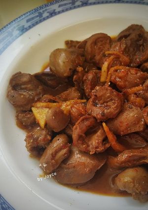 Hình của món Tim gà kho tiêu.