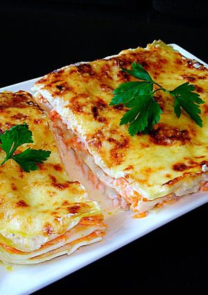 Foto principal de Lasaña con zanahorias y bechamel con mozzarella