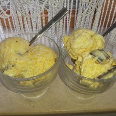 A picture of Mango kulfi with coffee-choco pieces🥭🥭🥭🥭🥭🥭🥭🥭🥭🥭🥭🥭🍫🍫.