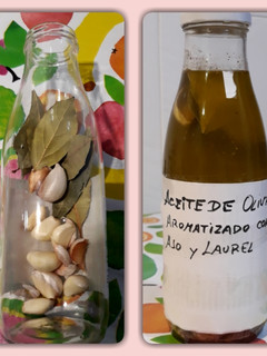 Una foto de Aceite de oliva aromatizado con ajo y laurel (infusión saludable