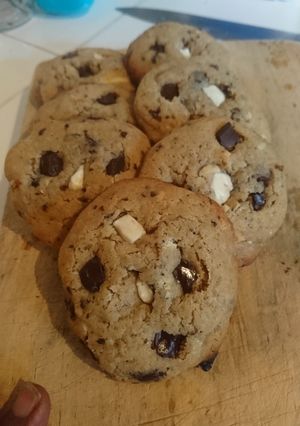 A picture of Decadent chocolate chip cookies. #snacksrecipecontest.