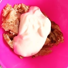 A picture of Yogurt pancake breakfast.