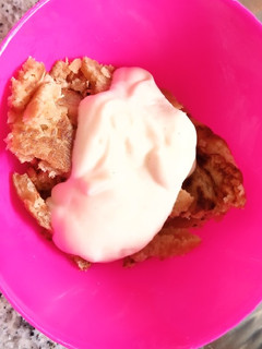A picture of Yogurt pancake breakfast.