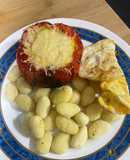 Pimiento asado relleno de atún y huevo en freidora de aire