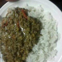 A picture of Stewed Greengrams with rice.