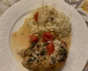 Fresh, Prepare Recipe Lemon and Caper Chicken Piccata w Lemon Risotto Delicious Simple