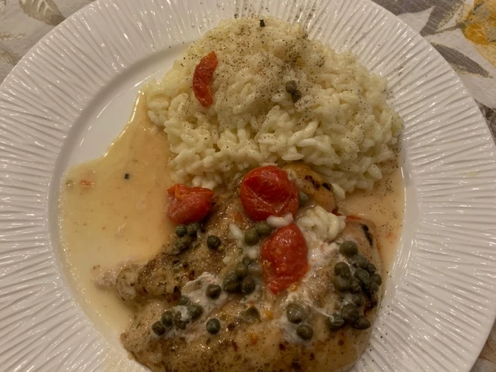 Recipe Lemon and Caper Chicken Piccata w Lemon Risotto the Delicious Tasty