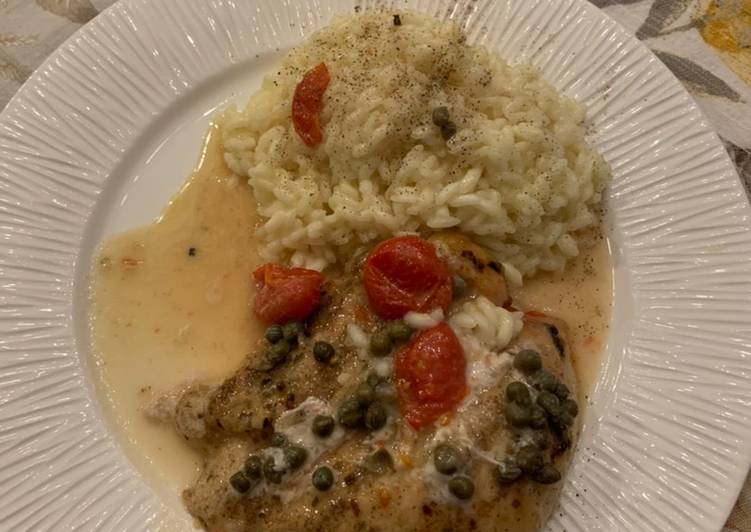 Lemon and Caper Chicken Piccata w Lemon Risotto