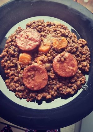 Une photo de Lentille saucisse au cookeo