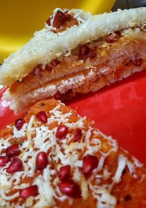 A picture of Paneer pomegranate sandwich.