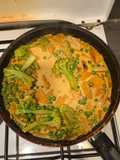 Kürbis brokkoli erbsen curry