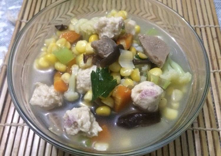 Resep Sup bakso ayam jamur homemade #bandung_recookgiacinta Anti Gagal