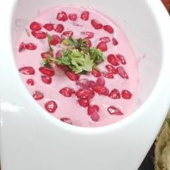 A picture of Beetroot raita.