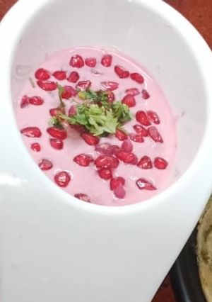 A picture of Beetroot raita.