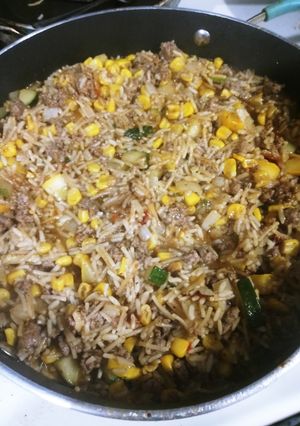 A picture of Zucchini Hamburger Skillet.