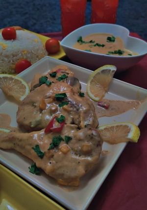 صورة لوصفة دجاج بالمشروم والكريمة 🍲