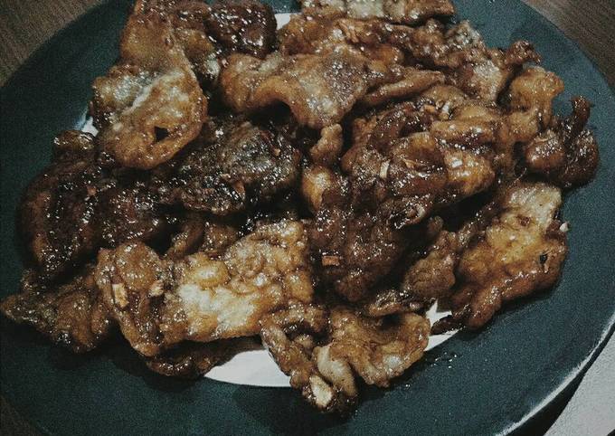 crispy sirloin stripped with worcestershire sauce a.k.a bistik sapi saus kecap inggris alaa me