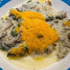 A picture of Spinach with Ground Beef Bake.