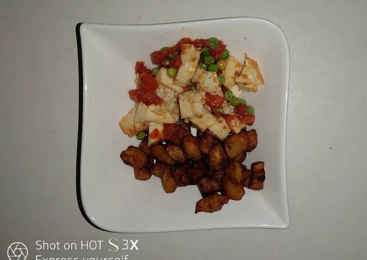 Easiest Way to Prepare Quick Squared fried plantain with boiled eggs veggies