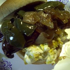 A picture of Grilled Spicy Smoked Sausage Breakfast Sandwiches.