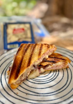 Foto principal de Bikini con queso trufado y cebolla caramelizada