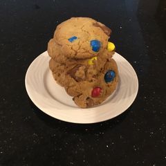 A picture of Mega Caramel N&M Chovolate Chunk Cookies.