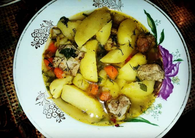 Свиные ребрышки с картошкой на сковороде - проверенный рецепт с пошаговыми фото