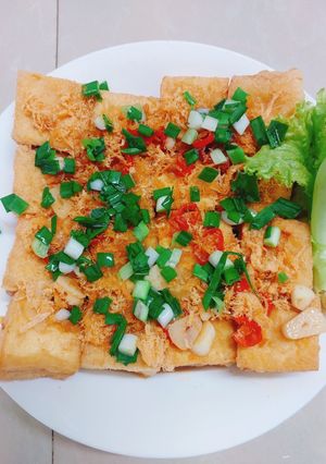 Hình của món Tàu hũ phủ chà bông.