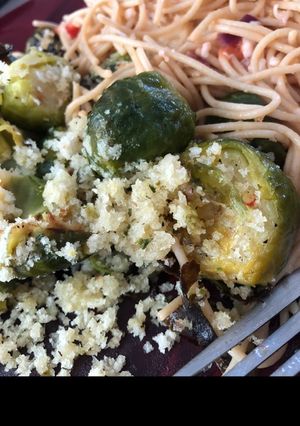 A picture of Creamy Parmesan Garlic Brussel Sprouts.