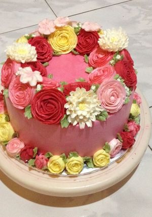 Foto resep Korean flower base cake lapis surabaya