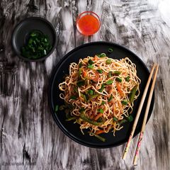 A picture of Street style vegetable chowmein/ Vegetable noodles.