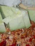 Scrambled eggs, ovacado and ugali